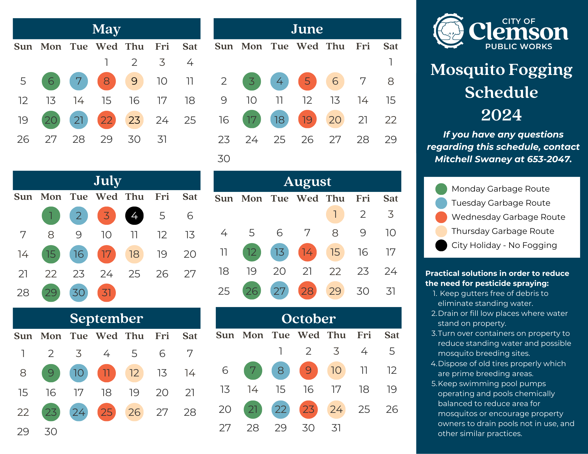 2024 Mosquito Fogging Schedule - Click to Download PDF 2024 Mosquito Fogging Schedule - Click to Download PDF